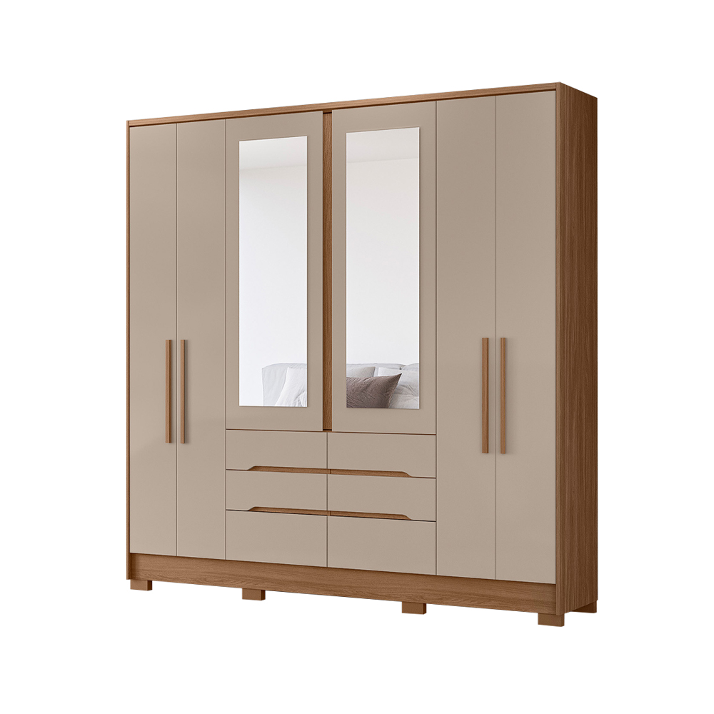 Ropero Placard Dormitorio 6 Puertas 6 Cajones Con Espejo