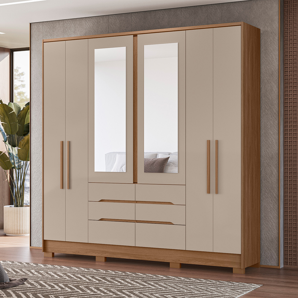 Ropero Placard Dormitorio 6 Puertas 6 Cajones Con Espejo - Imagen 5