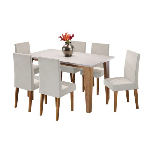 Juego Comedor Mesa 6 Sillas Tapizadas Mdf