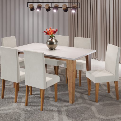 Juego Comedor Mesa 6 Sillas Tapizadas Mdf - Imagen 3