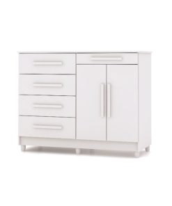 Comoda 5 Cajones 2 Puertas Moderna Con Estante 100% Mdp