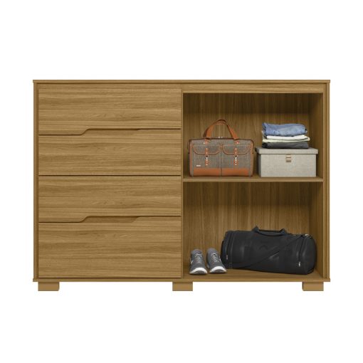 Comoda Cajonera 3 Cajones 2 Puertas Con Estantes Y Relieve - Imagen 2