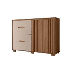 Comoda Cajonera 3 Cajones 2 Puertas Con Estantes Y Relieve