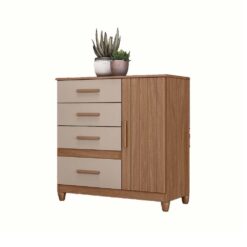 Comoda 4 Cajones 1 Puerta Con Patas 100% Mdp