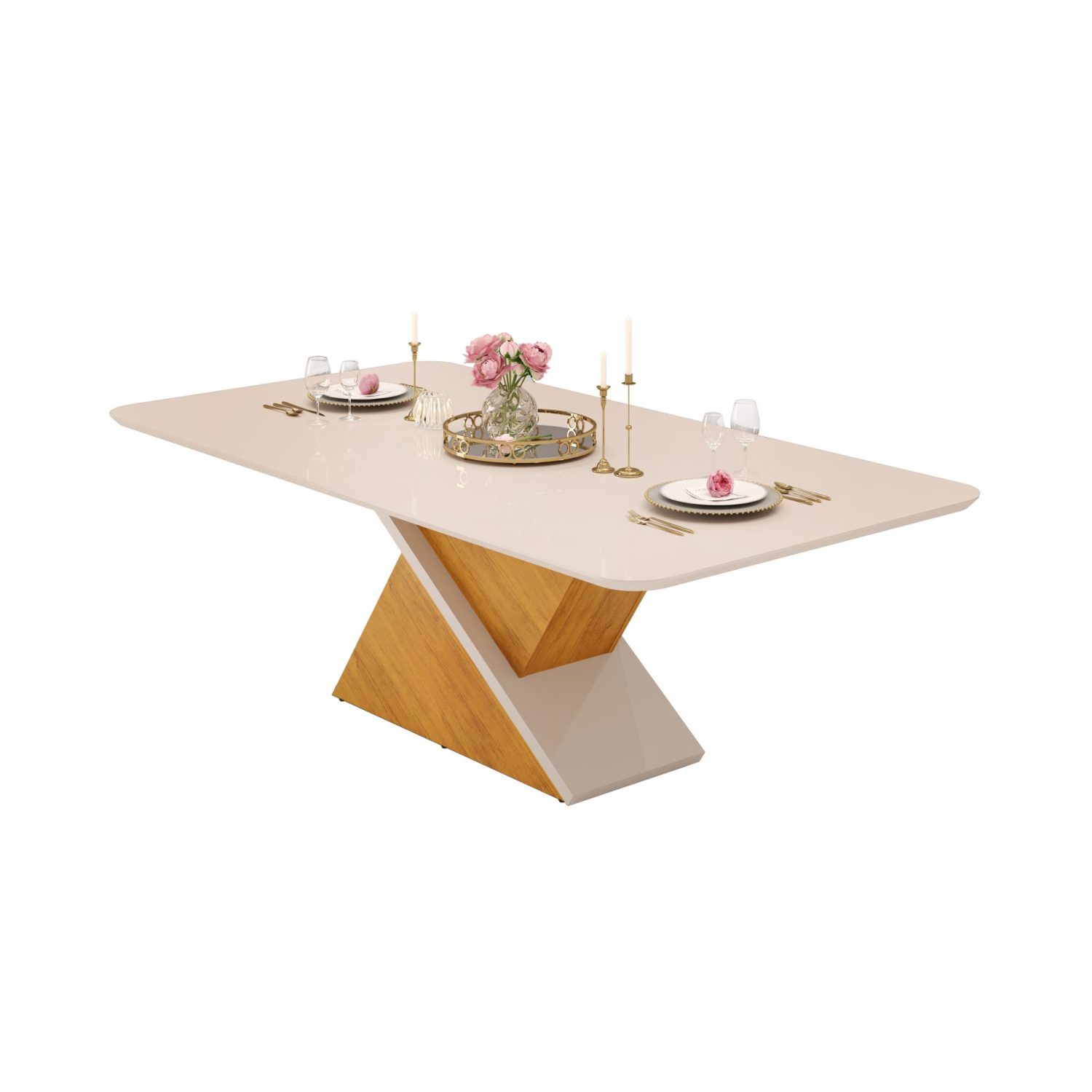 Juego De Comedor 8 Sillas Tapizadas Mesa De Vidrio Zafira Blanco - Imagen 2