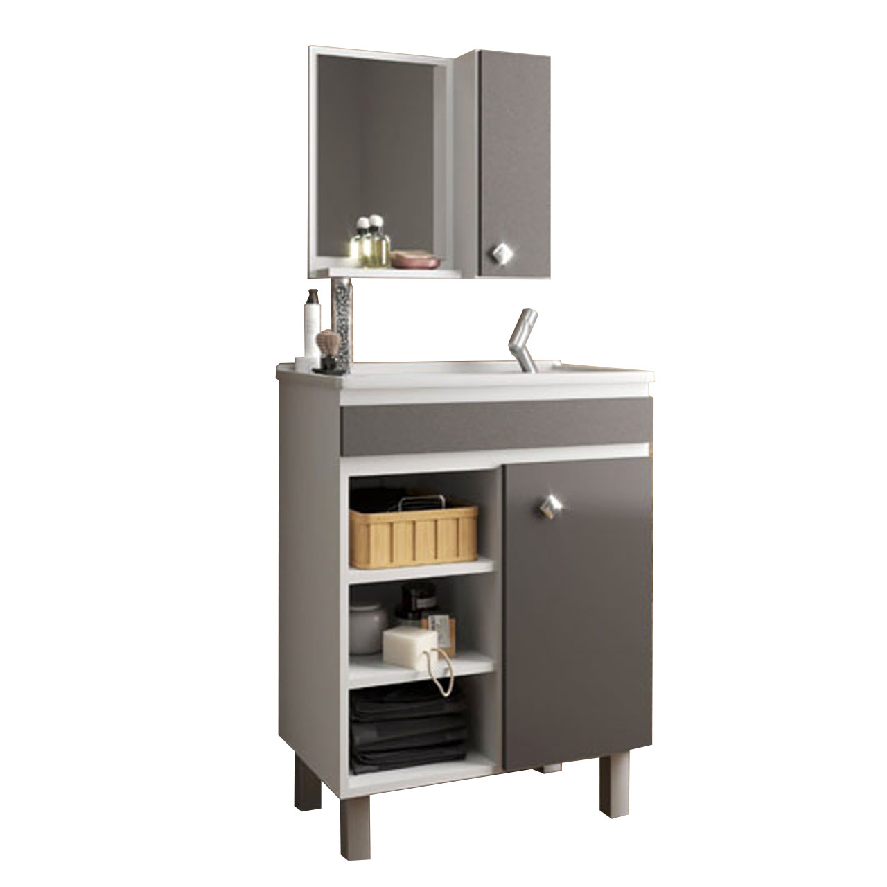 Mueble De Baño 3 Estantes 2 Puertas