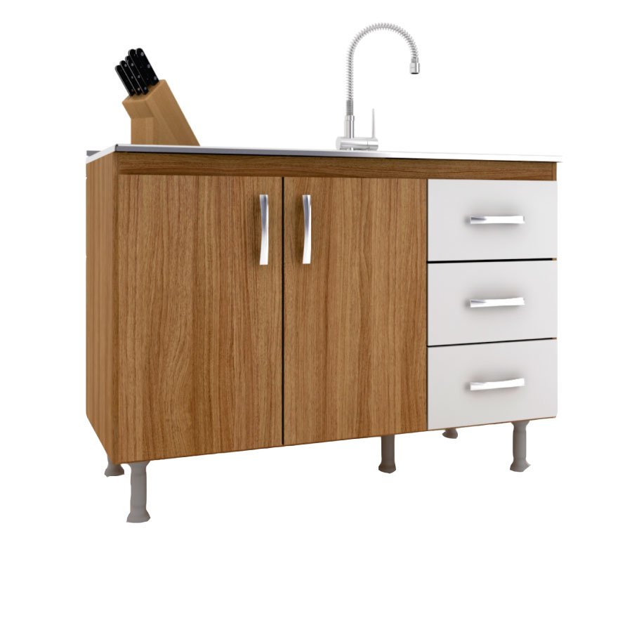 Bajo Mesada de Cocina BWR Rústico/blanco