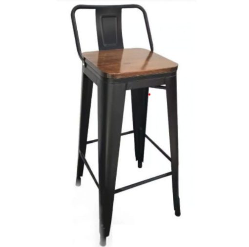Taburete Banqueta Tolix Vintag Respaldo Metal Asiento Madera