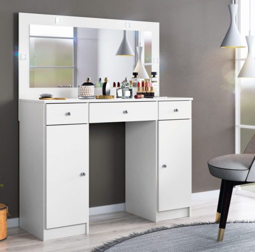 Tocador Con Espejo Luz Para Maquillaje Dormitorio Cajonera - Imagen 3