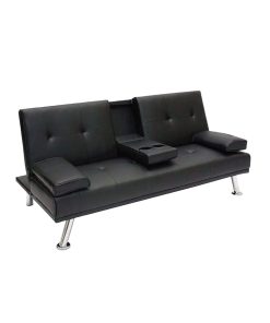 Sofa Cama Sillon Juego De Living Reclinable Posavaso Negro