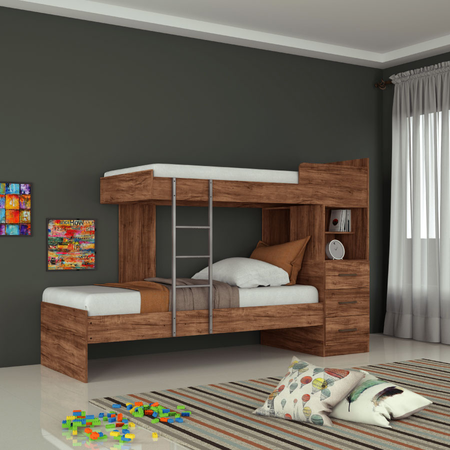 Cucheta Cama Juvenil Dormitorio 3 Cajones Escalera - Imagen 2