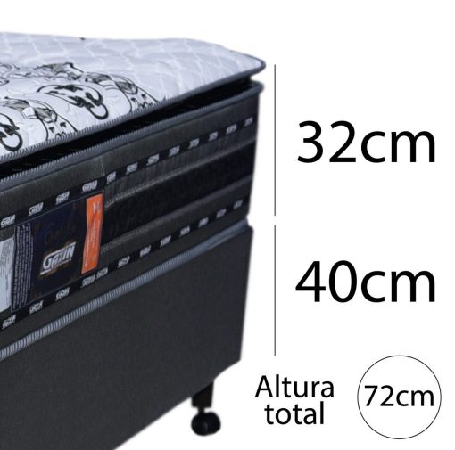 Sommier 1 plazas espuma alta densidad 180kg altura 32cm N - Imagen 4