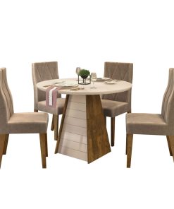 Juego De Comedor 4 Sillas Mesa Redonda Sillas Tapizadas