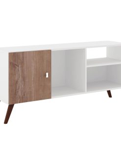 Rack Tv Linea Retro Mesa De Living 1 Puerta Rt3014 Blanco