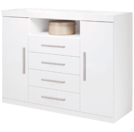 Cómoda Cajonera 2 Puertas 4 Cajones Dormitorio Blan 303866