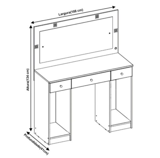 Tocador Con Espejo Luz Para Maquillaje Dormitorio Cajonera - Imagen 2