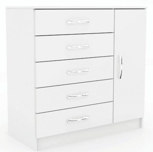 Comodas Cajoneras 5 cajones,1 puerta,Dormitorio Blanco 151