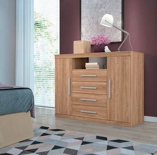 Cómoda Cajonera 2 Puertas 4 Cajones Dormitorio Blan 303866 - Imagen 5