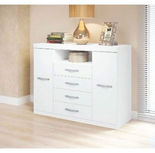 Cómoda Cajonera 2 Puertas 4 Cajones Dormitorio Blan 303866 - Imagen 6