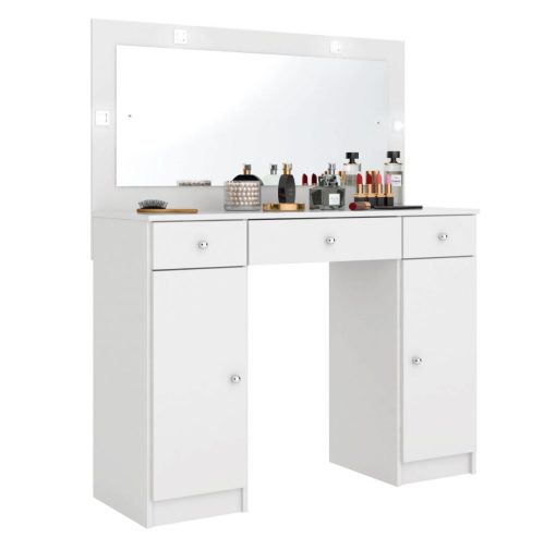 Tocador Con Espejo Luz Para Maquillaje Dormitorio Cajonera