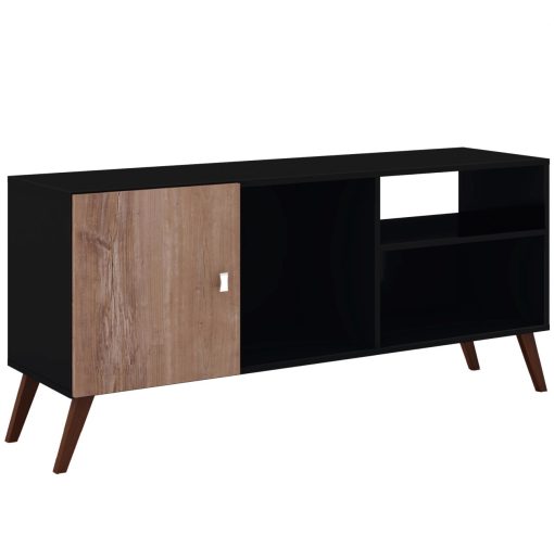 Rack Tv Linea Retro Mesa De Living 1 Puerta Rt3014 Negro