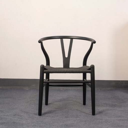 Silla De Comedor Wishbone Madera Beech Y Asiento Ratan Negro - Imagen 2