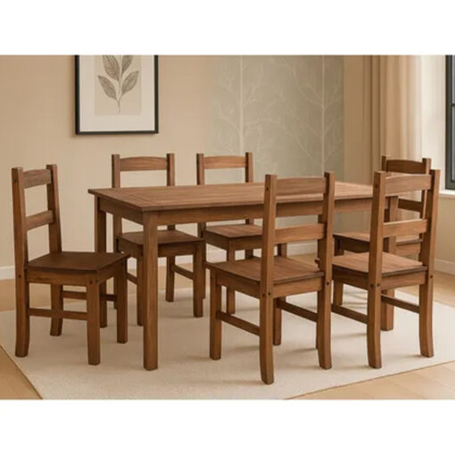 Juego Comedor Mesa 6 Sillas Linea Mexicana Madera - Imagen 2