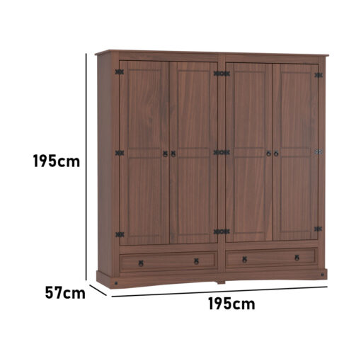 Placard Ropero Armario Linea Mexicana 4 Puertas Cajones - Imagen 5
