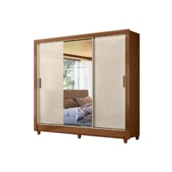 Ropero Placard 3 Puertas Corredizas Con Espejo Y Estantes
