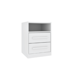 Mesa De Luz 2 Cajones Correderas Telescópicas Blanco