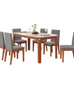 Juego de comedor 6 Sillas Tapizada Mesa de Vidrio
