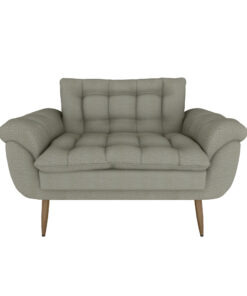 Sofa 2 Cuerpos Capitoneado Tapizado Tela Patas De Madera