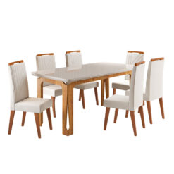 Comedor Elegante 6 Sillas Tapizadas 100% Mdp