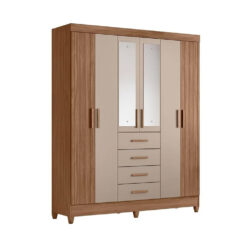 Ropero 6 Puertas 4 Cajones Con Espejo Y Patas Mdp