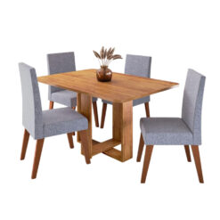 Juego De Comedor Mesa Rectangular 4 Sillas Tapizadas
