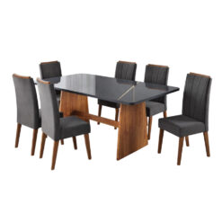Comedor Elegante 6 Sillas Tapizadas 100% Mdp