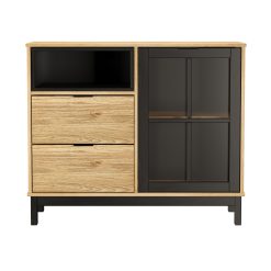 Aparador 1 Puerta De Vidrio 2 Cajones Madera Maciza