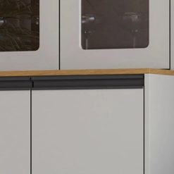 Panelero Cristalero Modular 4 Puertas Con Vidrio Y Patas Gris - Imagen 3