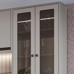 Panelero Cristalero Modular 4 Puertas Con Vidrio Y Patas Gris - Imagen 4