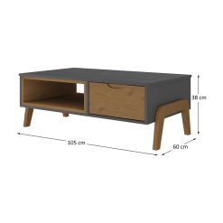 Mesa De Living 1 Cajon Con Espacio Y Patas 100% Mdp - Imagen 3