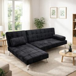 Sofá Cama Con Chaise Long Tapizado En Tela - Imagen 3