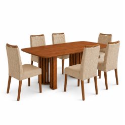 Juego De Comedor 6 Sillas Tapizadas Mesa Rectangular Mdp