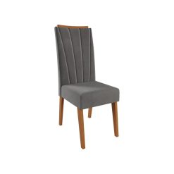 Silla De Comedor Moderna Tapizada Tela Patas Madera