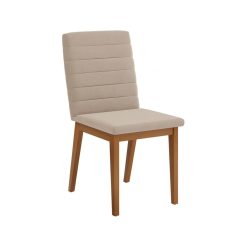 Silla De Comedor Moderna Tapizada Tela Patas Madera